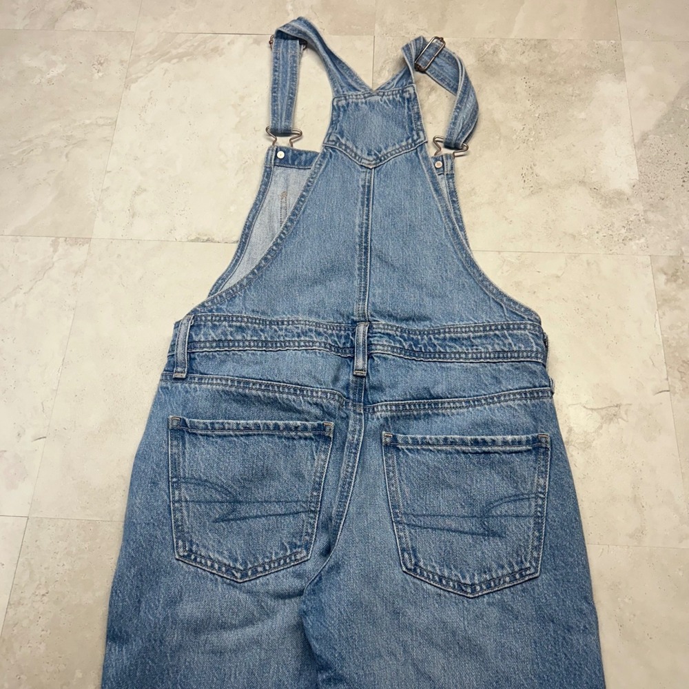 American Eagle Classic Overall Light Wash Denim Women XS Blue Cotton Blend - Picture 10 of 12